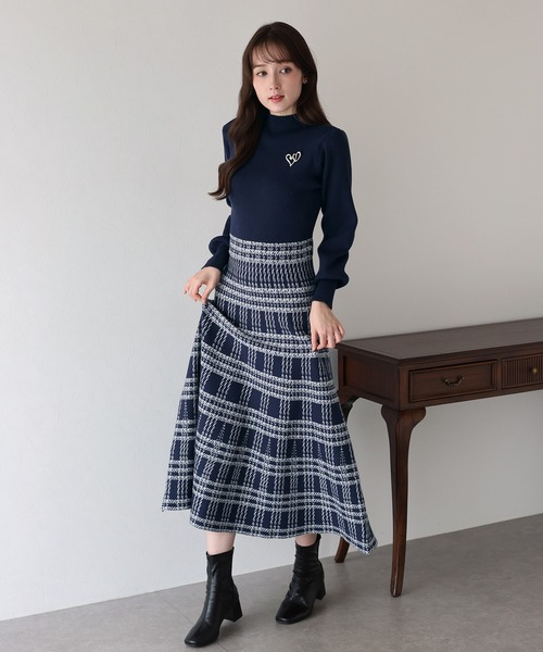 チェックジャガードニットワンピース（ワンピース）｜BLUEEAST