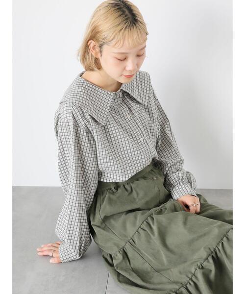 ehka sopo(エヘカソポ)の「チェックフラットカラーブラウス(シャツ/ブラウス・レディース・グレー/グリーン・F)」の17枚目の写真