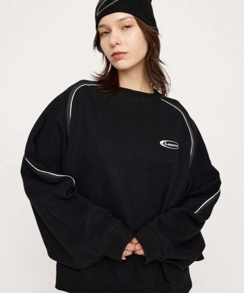 SLY（スライ）の「PIPING STITCH RAGLAN SW パイピング ステッチ ラグラン スウェット（スウェット・レディース・ターコイズブルー/杢グレー/ブラック・FREE）」の2枚目の写真