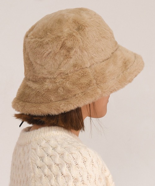 DAY CLOSET（デイ クローゼット）の「レディース 2WAYイヤーマフ付きフェイクファーバケットハット 耳当て付き（ハット・レディース・オフホワイト/モカ/ブラック・ONE SIZE）」の6枚目の写真