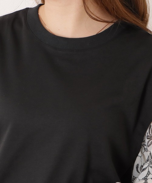 Lace Ladies(レースレディース)の「ニット レイヤード ボタニカル柄 フレア ワンピース(ワンピース・レディース・ブラック・M/XL)」の9枚目の写真