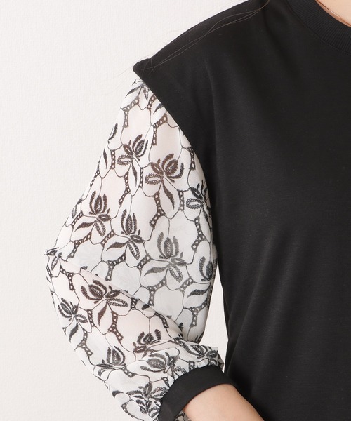 Lace Ladies(レースレディース)の「ニット レイヤード ボタニカル柄 フレア ワンピース(ワンピース・レディース・ブラック・M/XL)」の11枚目の写真