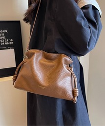 フェイクレザー巾着ショルダーバッグ