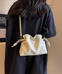 フェイクレザー巾着ショルダーバッグ