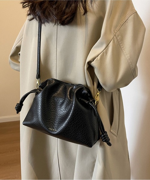 セール】フェイクレザー巾着ショルダーバッグ（ショルダーバッグ