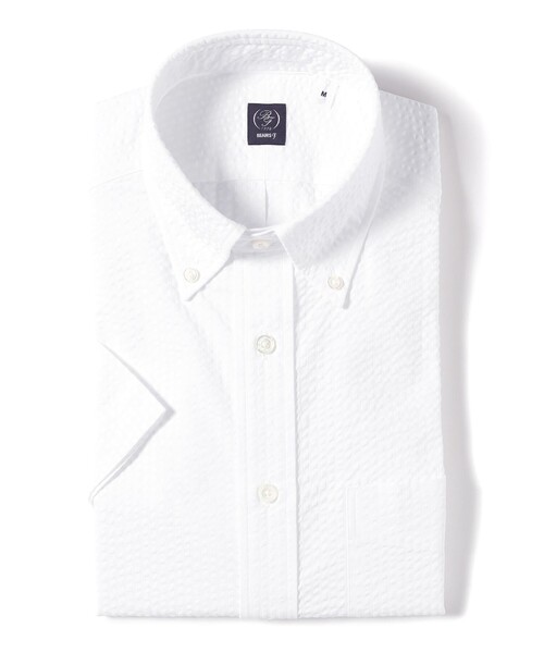 BEAMS F（ビームスエフ）の「BEAMS F / COOLMAX(R) シアサッカー ボタンダウンシャツ（ビジネスシャツ・メンズ・ホワイト/ネイビー・X-LARGE/LARGE/MEDIUM/SMALL）」の10枚目の写真