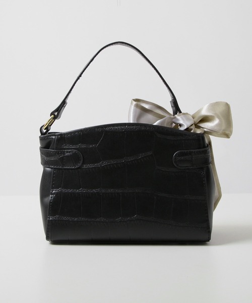 Julia Boutique(ジュリアブティック)の「スカーフ付きクロコ調スクエアミニバッグ/23610(ショルダーバッグ・レディース・ブラック/アイボリー・ONE)」の18枚目の写真