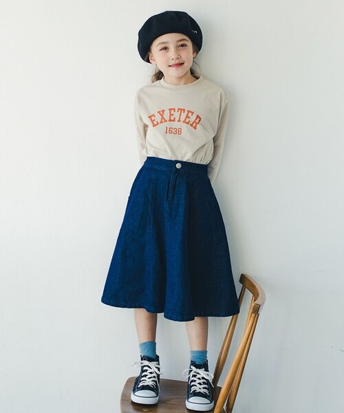 EDWIN（エドウィン）の「【Ou? by EDWIN】デニムフレアスカート（デニムスカート・キッズ・ネイビー・110/150/100/140/120/130）」の3枚目の写真