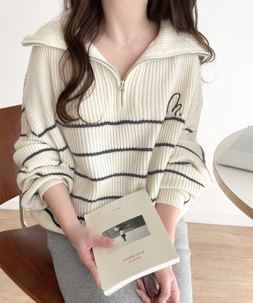 セール】【mily bilet】キュンと大人可愛いボーダーニット。胸 セール】【mily bilet】キュンと大人可愛いボーダーニット。胸