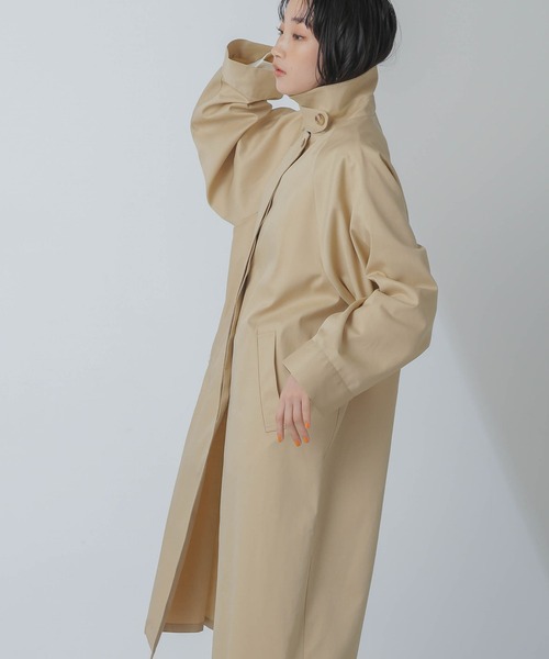 NANO universe（ナノユニバース）の「撥水＆花粉ガード加工2way衿ステンカラーコート（ステンカラーコート・レディース・ブラック/アイボリー/ベージュ・FREE）」の20枚目の写真