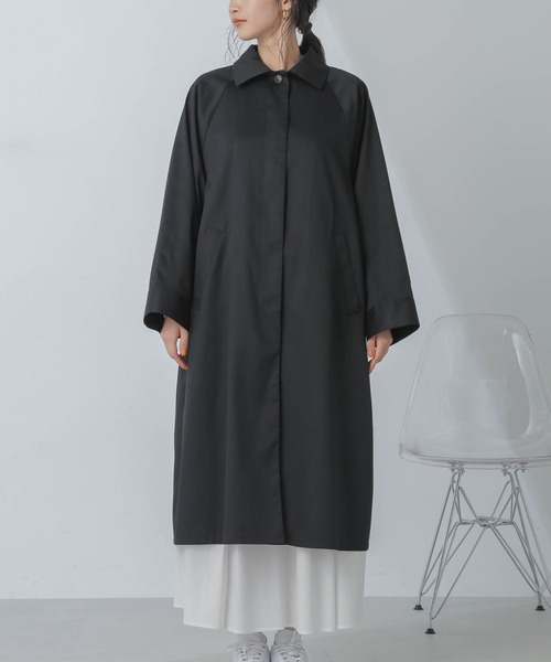 NANO universe（ナノユニバース）の「撥水＆花粉ガード加工2way衿ステンカラーコート（ステンカラーコート・レディース・ブラック/アイボリー/ベージュ・FREE）」の6枚目の写真