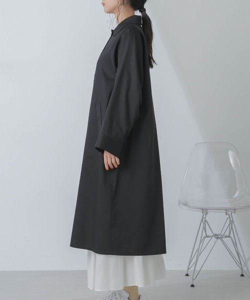 NANO universe（ナノユニバース）の「撥水＆花粉ガード加工2way衿ステンカラーコート（ステンカラーコート・レディース・ブラック/アイボリー/ベージュ・FREE）」の10枚目の写真