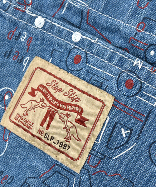 SLAP SLIP(スラップスリップ)の「【お揃い】無地車総柄プリント配色切り替えサロペット(90~110cm)(つなぎ/オールインワン・キッズ・ブルー/ブルー系その他/ネイビー・90cm/110cm/100cm)」の11枚目の写真