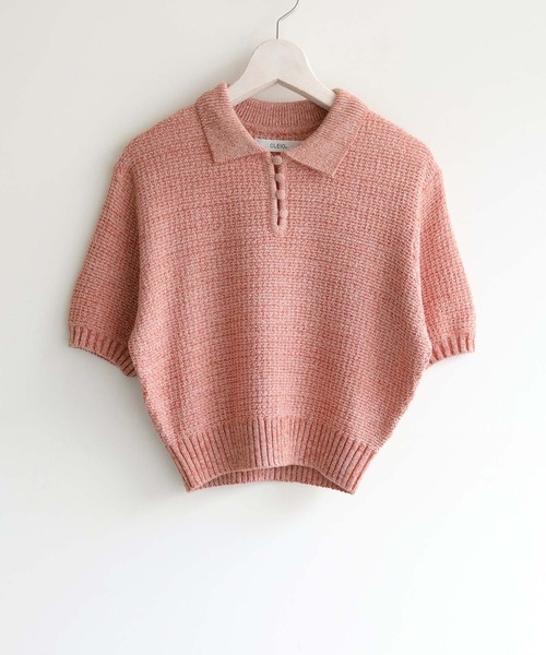CLEIO（クレイオ）の「【CLEIO】地柄編み半袖ポロニット（ニット/セーター・レディース・テラコッタ/アイボリー/オリーブ・FREE）」の10枚目の写真