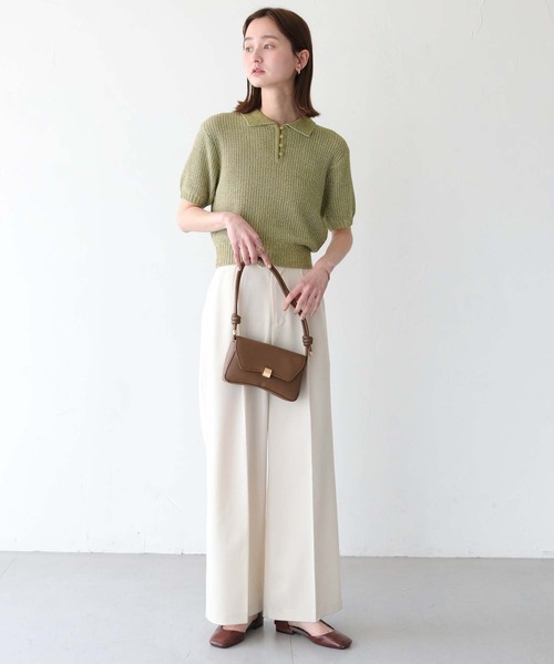 CLEIO（クレイオ）の「【CLEIO】地柄編み半袖ポロニット（ニット/セーター・レディース・テラコッタ/アイボリー/オリーブ・FREE）」の20枚目の写真