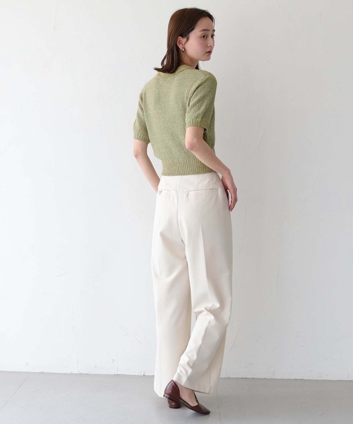 CLEIO（クレイオ）の「【CLEIO】地柄編み半袖ポロニット（ニット/セーター・レディース・テラコッタ/アイボリー/オリーブ・FREE）」の21枚目の写真