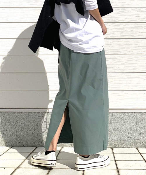 Q(キュー)の「ストレッチタイトスカート(スカート・レディース・スモーキーグリーン系/ブラック・MEDIUM)」の4枚目の写真