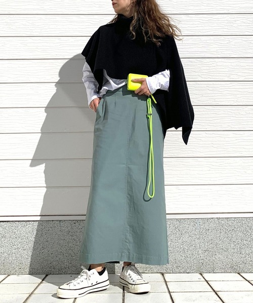 Q(キュー)の「ストレッチタイトスカート(スカート・レディース・スモーキーグリーン系/ブラック・MEDIUM)」の6枚目の写真