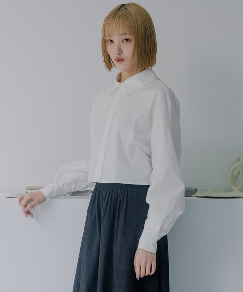 mimi toujours(ミミトゥジュール)の「バックリボン クロップド ブラウス mimi toujours×nono(シャツ/ブラウス・レディース・ブルー系その他/ホワイト/ピンク・M)」の2枚目の写真