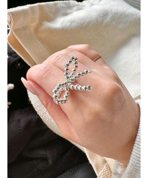 [VVV] 韓国☆Princess Ribbon Pearl リング pearl ribbon ring（リング）｜jumelle（ジュメロ）の