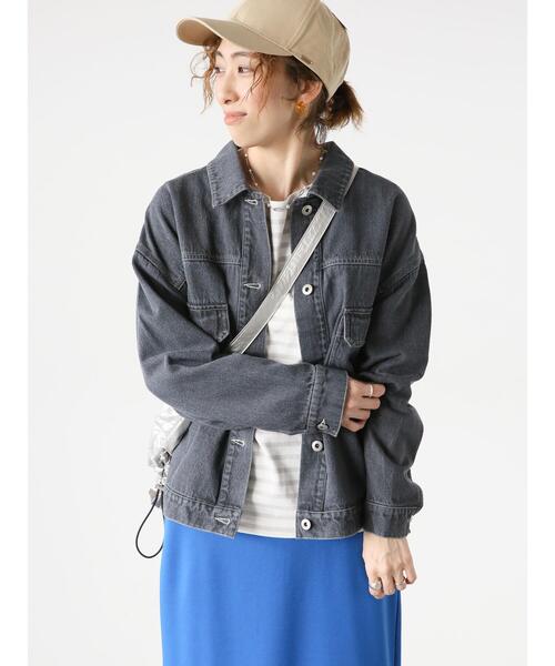 Lugnoncure（ルノンキュール）の「デニムジャケット（ノーカラージャケット・レディース・ブルー/オフホワイト/ブラック・F）」の4枚目の写真