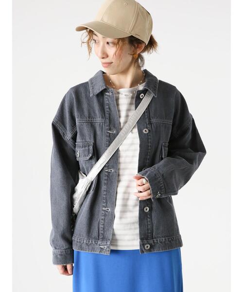 Lugnoncure（ルノンキュール）の「デニムジャケット（ノーカラージャケット・レディース・ブルー/オフホワイト/ブラック・F）」の7枚目の写真