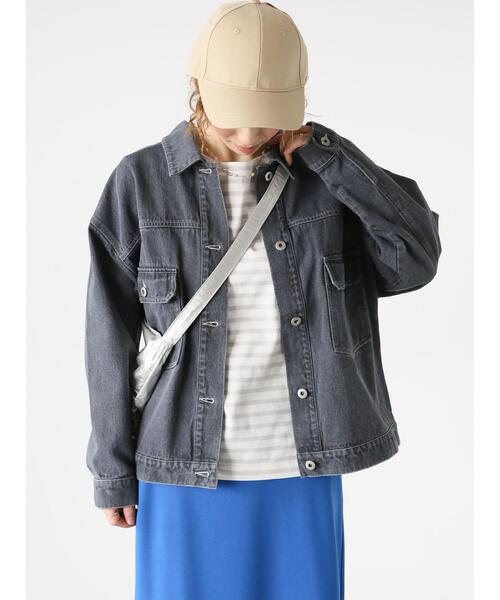 Lugnoncure（ルノンキュール）の「デニムジャケット（ノーカラージャケット・レディース・ブルー/オフホワイト/ブラック・F）」の8枚目の写真