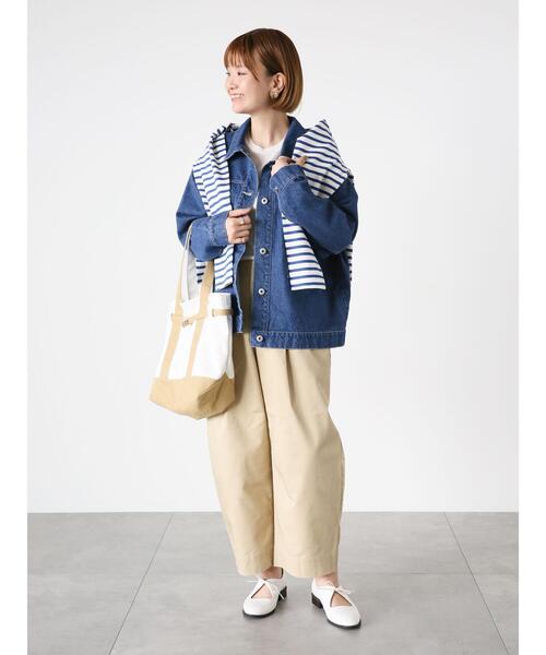 Lugnoncure（ルノンキュール）の「デニムジャケット（ノーカラージャケット・レディース・ブルー/オフホワイト/ブラック・F）」の10枚目の写真