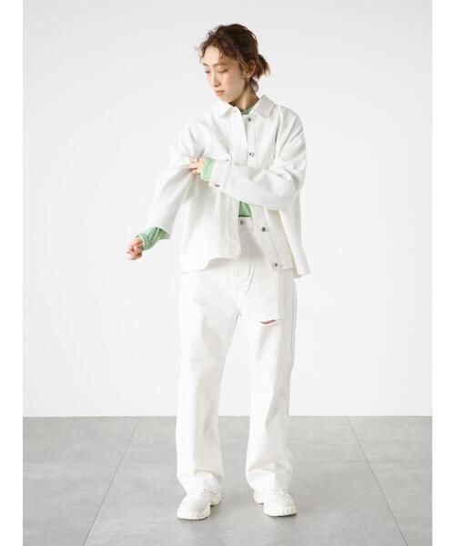 Lugnoncure（ルノンキュール）の「デニムジャケット（ノーカラージャケット・レディース・ブルー/オフホワイト/ブラック・F）」の14枚目の写真