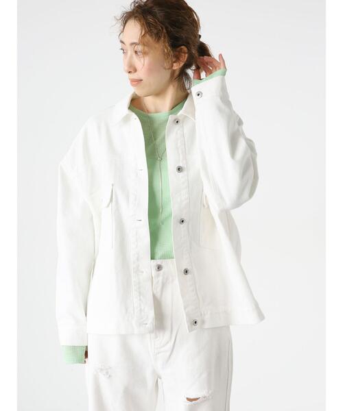 Lugnoncure（ルノンキュール）の「デニムジャケット（ノーカラージャケット・レディース・ブルー/オフホワイト/ブラック・F）」の15枚目の写真