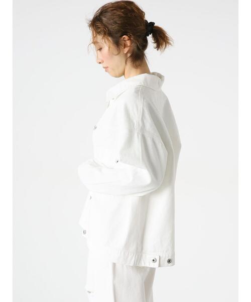 Lugnoncure（ルノンキュール）の「デニムジャケット（ノーカラージャケット・レディース・ブルー/オフホワイト/ブラック・F）」の16枚目の写真