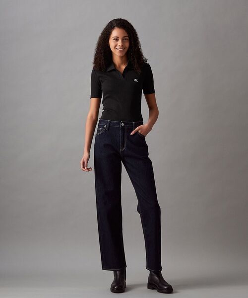 [CK JEANS] スリムフィットVネックポロシャツ ★人気★ Calvin Klein（カルバン・クライン）の「スリムフィット Vネック