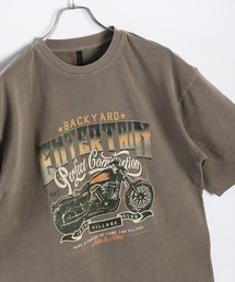 ビッグサイズ ピグメント加工 プリント クルーネック 半袖Tシャツ
