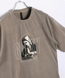 ビッグサイズ ピグメント加工 プリント クルーネック 半袖Tシャツ