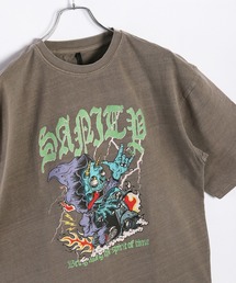 ビッグサイズ ピグメント加工 プリント クルーネック 半袖Tシャツ