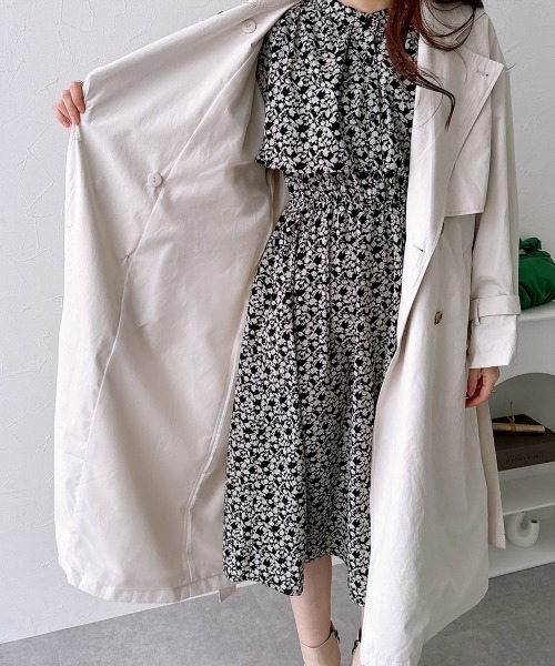 nissen（ニッセン）の「ロングトレンチコート（トレンチコート・レディース・ライトカーキ/アイボリー・M）」の3枚目の写真