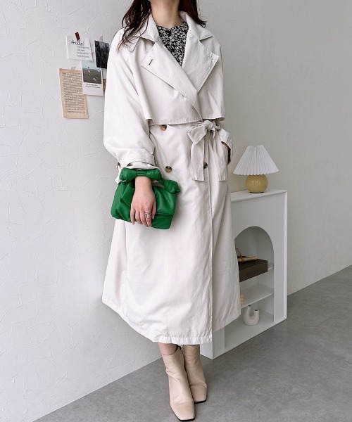 nissen（ニッセン）の「ロングトレンチコート（トレンチコート・レディース・ライトカーキ/アイボリー・M）」の19枚目の写真
