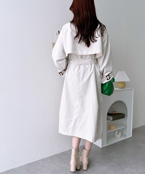 nissen（ニッセン）の「ロングトレンチコート（トレンチコート・レディース・ライトカーキ/アイボリー・M）」の21枚目の写真