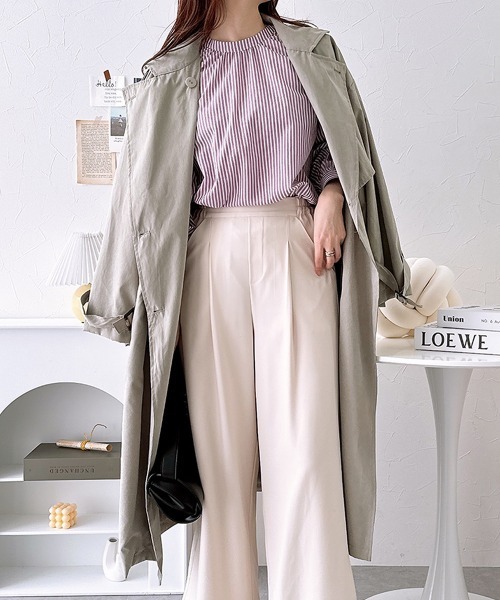 nissen（ニッセン）の「ロングトレンチコート（トレンチコート・レディース・ライトカーキ/アイボリー・M）」の13枚目の写真