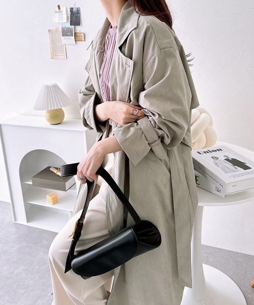 nissen（ニッセン）の「ロングトレンチコート（トレンチコート・レディース・ライトカーキ/アイボリー・M）」の15枚目の写真