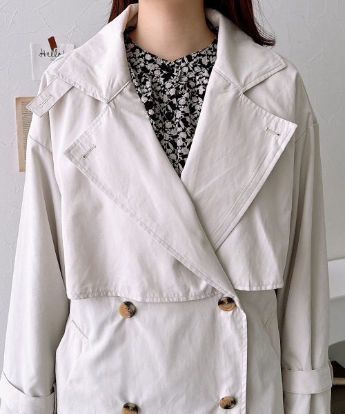 nissen（ニッセン）の「ロングトレンチコート（トレンチコート・レディース・ライトカーキ/アイボリー・M）」の6枚目の写真