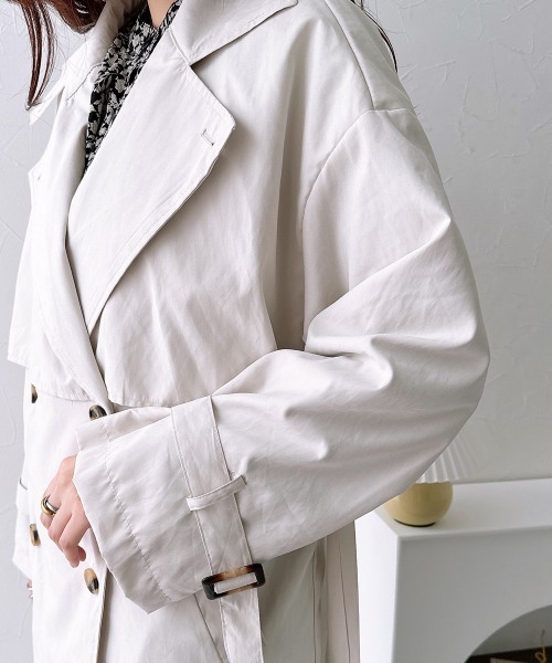 nissen（ニッセン）の「ロングトレンチコート（トレンチコート・レディース・ライトカーキ/アイボリー・M）」の9枚目の写真