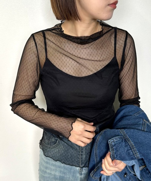 CRB(シーアールビー)の「シアードットロンT(Tシャツ/カットソー・レディース・ベージュ/ブラック/オフホワイト・F)」の1枚目の写真