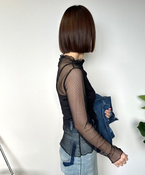 CRB(シーアールビー)の「シアードットロンT(Tシャツ/カットソー・レディース・ベージュ/ブラック/オフホワイト・F)」の10枚目の写真