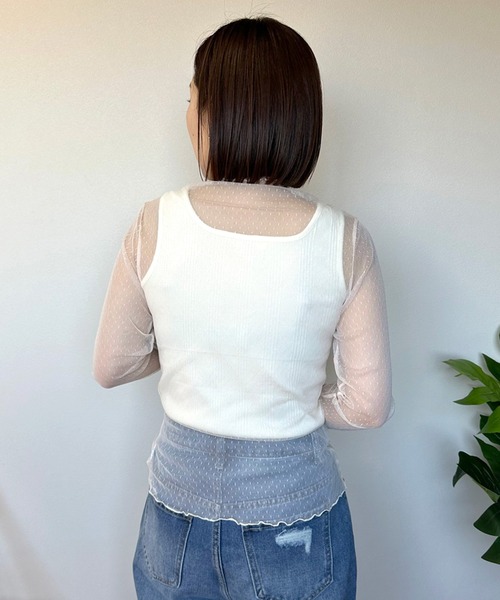 CRB(シーアールビー)の「シアードットロンT(Tシャツ/カットソー・レディース・ベージュ/ブラック/オフホワイト・F)」の7枚目の写真