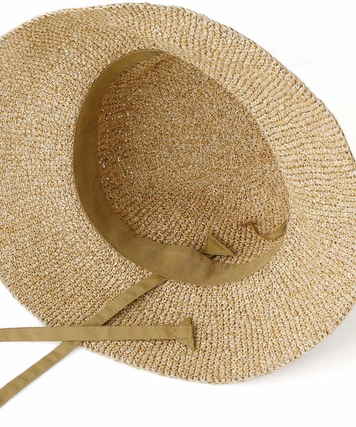 Odds(オッズ)の「odds PLAIN RIBBON HAT オッズ プレーン リボン ストローハット 麦わら帽子 折りたたみ(ハット・レディース・ナチュラル/グレー・FREE)」の11枚目の写真