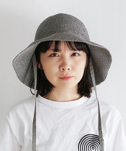 Odds(オッズ)の「odds PLAIN RIBBON HAT オッズ プレーン リボン ストローハット 麦わら帽子 折りたたみ(ハット・レディース・ナチュラル/グレー・FREE)」の14枚目の写真