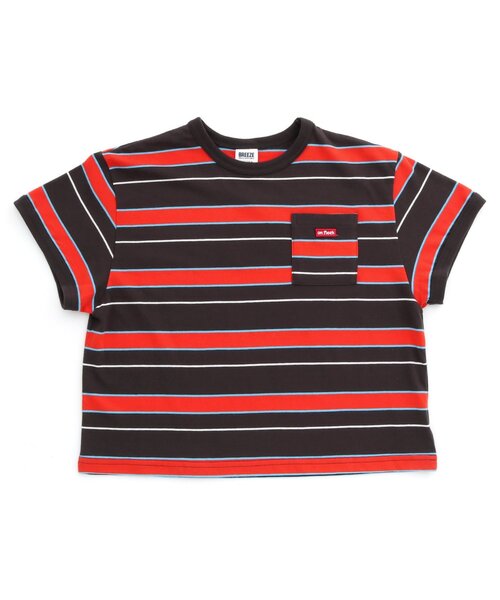 BREEZE（ブリーズ）の「【BREEZE NEW JACK】マルチボーダー半袖Tシャツ_90～160cm展開_一部WEB限定サイズ（Tシャツ/カットソー・キッズ・ブルー/チャコール/イエロー/グリーン/レインボー・90/100/110/120/130/140/150/160）」の2枚目の写真