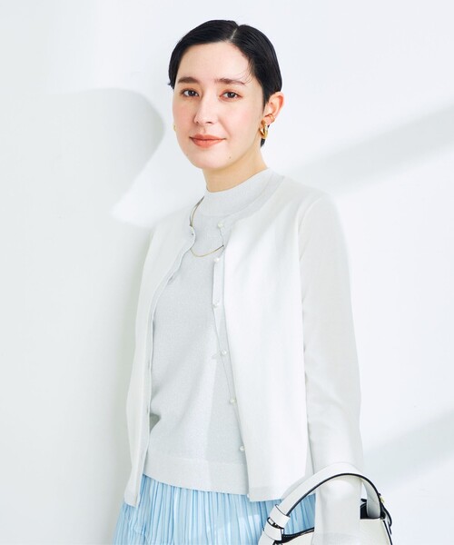 NOLLEY’S Sophi(ノーリーズソフィ)の「《手洗い可能》ラメ配色クルーネックカーディガン(カーディガン/ボレロ・レディース・シルバー/ブラック/ゴールド/サーモンピンク・38/36)」の9枚目の写真