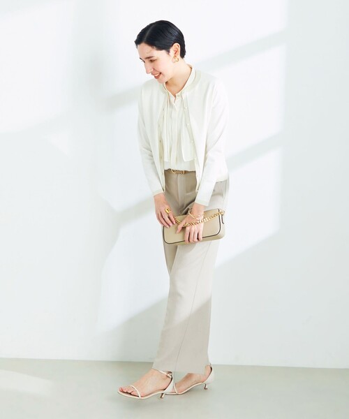 NOLLEY’S Sophi(ノーリーズソフィ)の「《手洗い可能》ラメ配色クルーネックカーディガン(カーディガン/ボレロ・レディース・シルバー/ブラック/ゴールド/サーモンピンク・38/36)」の14枚目の写真